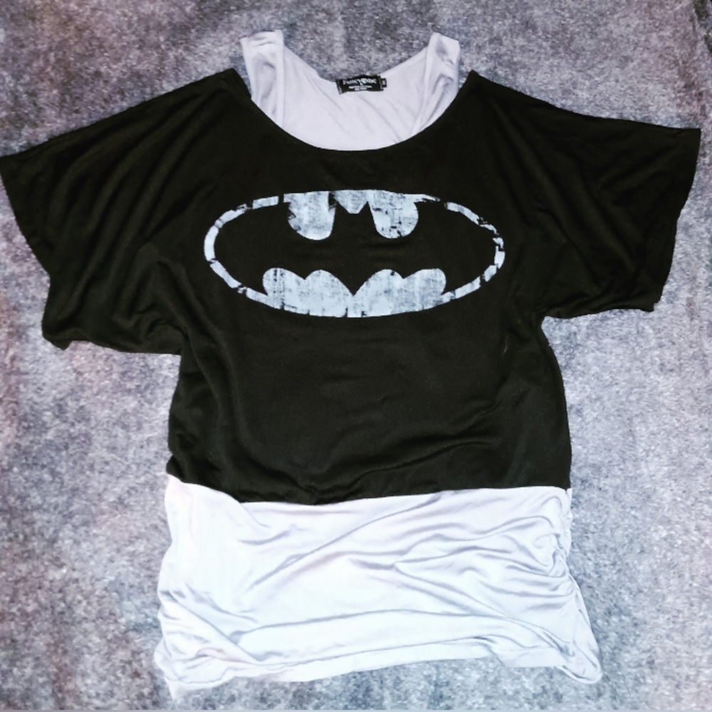 BATMAN Cold Shoulder Blouse w/ attached Under Tank